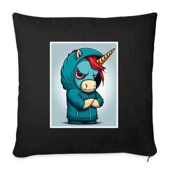 Einhorn Kuh Morgenmuffel Sarkasmus Kollege - Housse de coussin décorative 45 x 45 cm - noir - Devant