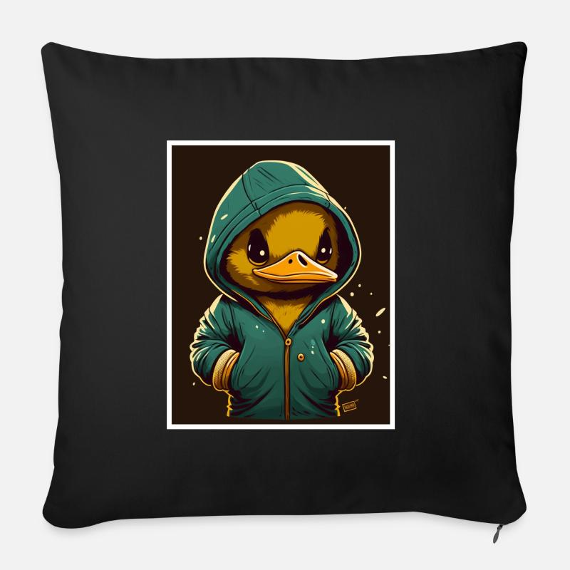 Oiseau Canard Oie Matin Grouch Sarcasme Collègue - Housse de coussin décorative 45 x 45 cm - noir
