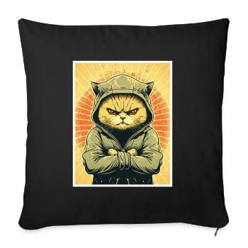 Chaton Chaton Matin Grouch Sarcasme Collègue - Housse de coussin décorative 45 x 45 cm - noir - Devant