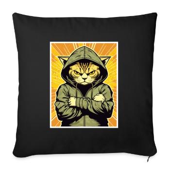 Chaton Chaton Matin Grouch Sarcasme Collègue - Housse de coussin décorative 45 x 45 cm - noir - Devant