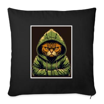 Chaton Chaton Matin Grouch Sarcasme Collègue - Housse de coussin décorative 45 x 45 cm - noir - Devant