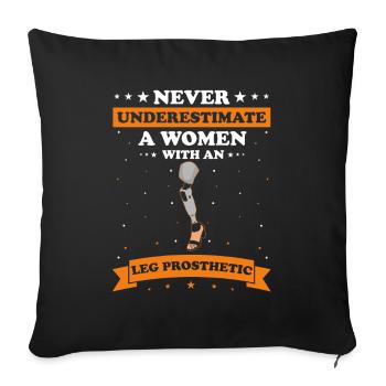 Conception de jambe bionique pour prothèses de jambe - Housse de coussin décorative 45 x 45 cm - noir - Devant