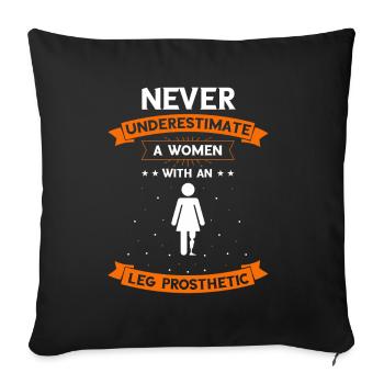 Leg prosthesis design and leg prostheses - Sofa pillowcase 17,3'' x 17,3'' (45 x 45 cm) - black - Front