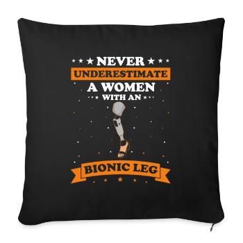 Artificial limb design for leg prosthesis - Sofa pillowcase 17,3'' x 17,3'' (45 x 45 cm) - black - Front