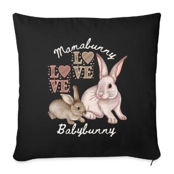 Fête des mères, petit lapin, lapin, drôle de dicton - Housse de coussin décorative 45 x 45 cm - noir - Devant