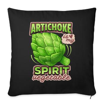 Artichoke illustration, funny saying - Sofa pillowcase 17,3'' x 17,3'' (45 x 45 cm) - black - Front