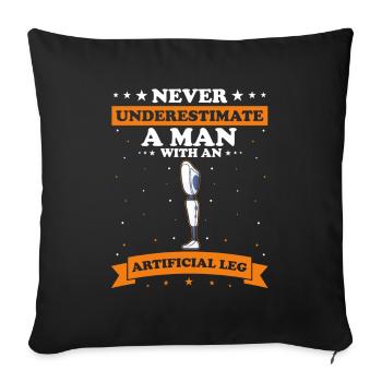 Artificial limb design for leg prosthesis - Sofa pillowcase 17,3'' x 17,3'' (45 x 45 cm) - black - Front