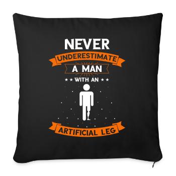 Conception de jambe artificielle pour prothèses de jambe - Housse de coussin décorative 45 x 45 cm - noir - Devant