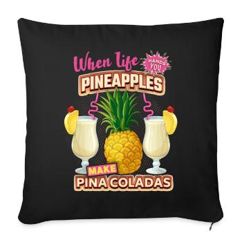Le drôle de dicton de l’ananas avec Pina-Coladas - Housse de coussin décorative 45 x 45 cm - noir - Devant