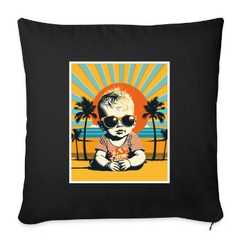 Quoi de neuf Plages Jeunes enfants Vacances d’été à la plage - Housse de coussin décorative 45 x 45 cm - noir - Devant
