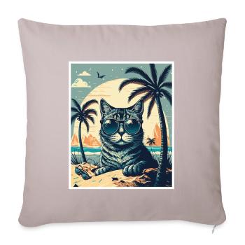 Quoi de neuf Plages Cat Beach Summer Holiday Party - Housse de coussin décorative 45 x 45 cm - taupe clair - Devant
