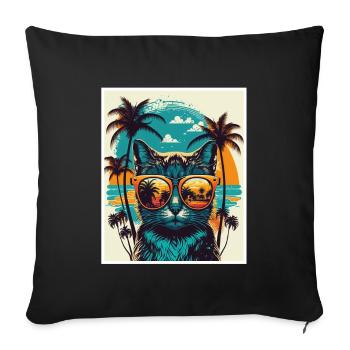 Whats up Beaches Cat Beach Summer Holiday Party - Sofa pillowcase 17,3'' x 17,3'' (45 x 45 cm) - black - Front