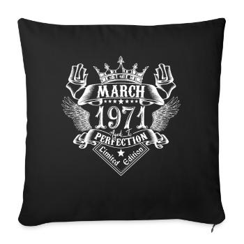 March 1971| March 1971 anniversary 1971 - Sofa pillowcase 17,3'' x 17,3'' (45 x 45 cm) - black - Front