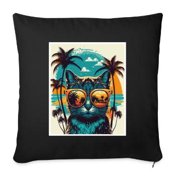 Whats up Beaches Cat Beach Summer Holiday Party - Sofa pillowcase 17,3'' x 17,3'' (45 x 45 cm) - black - Front