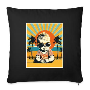 Quoi de neuf Plages Jeunes enfants Vacances d’été à la plage - Housse de coussin décorative 45 x 45 cm - noir - Devant