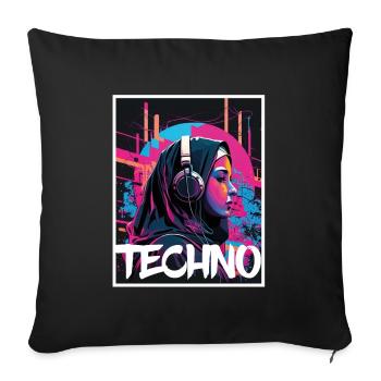 Techno Vaporwave Nun Christian God Music - Sofa pillowcase 17,3'' x 17,3'' (45 x 45 cm) - black - Front