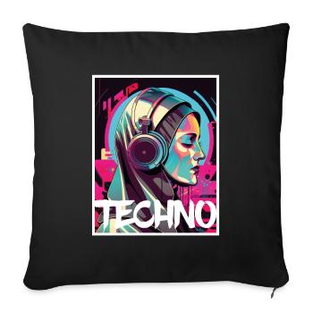 Techno Vaporwave Nun Christian God Music - Sofa pillowcase 17,3'' x 17,3'' (45 x 45 cm) - black - Front