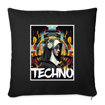 Techno Vaporwave Nun Christian God Music - Sofa pillowcase 17,3'' x 17,3'' (45 x 45 cm) - black - Front