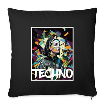 Techno Vaporwave Nun Christian God Music - Sofa pillowcase 17,3'' x 17,3'' (45 x 45 cm) - black - Front