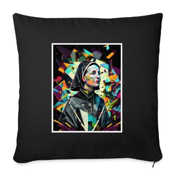 Techno Vaporwave Nonne Christlich Gott Musik - Sofakissenbezug 45 x 45 cm - Schwarz - Vorne