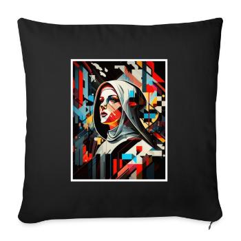 Techno Vaporwave Nonne Christlich Gott Musik - Sofakissenbezug 45 x 45 cm - Schwarz - Vorne