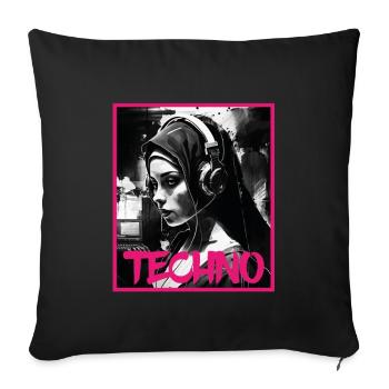 Techno Vaporwave Nun Christian God Music - Sofa pillowcase 17,3'' x 17,3'' (45 x 45 cm) - black - Front
