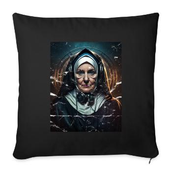 Techno Vaporwave Nonne Christlich Gott Musik - Sofakissenbezug 45 x 45 cm - Schwarz - Vorne