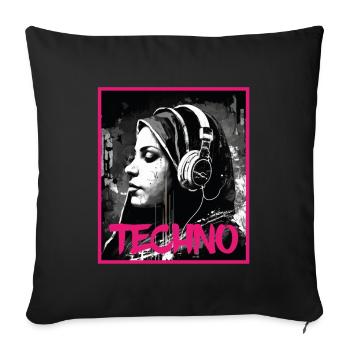 Techno Vaporwave Nun Christian God Music - Sofa pillowcase 17,3'' x 17,3'' (45 x 45 cm) - black - Front
