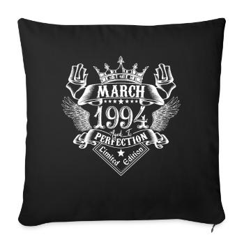 März 1994| März 1994 Jubiläum 1994 - Sofakissenbezug 45 x 45 cm - Schwarz - Vorne