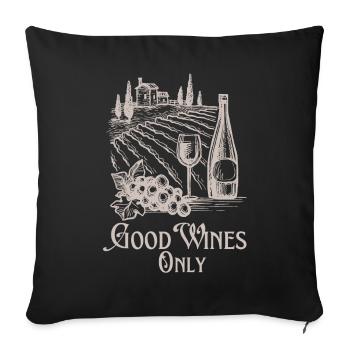 Wine winery old illustration, wine bottle saying - Sofa pillowcase 17,3'' x 17,3'' (45 x 45 cm) - black - Front