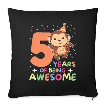 Monkey for 5th birthday children five years old - Sofa pillowcase 17,3'' x 17,3'' (45 x 45 cm) - black - Front