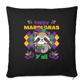 Fasching Waschbär mit Trommel Faschings Kostüm - Sofakissenbezug 45 x 45 cm - Schwarz - Vorne