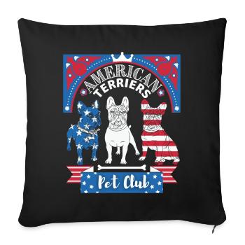 American Terrier, Boston Terrier, Pet Club - Housse de coussin décorative 45 x 45 cm - noir - Devant