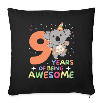 Koala pour les enfants de 9 ans de neuf ans - Housse de coussin décorative 45 x 45 cm - noir - Devant