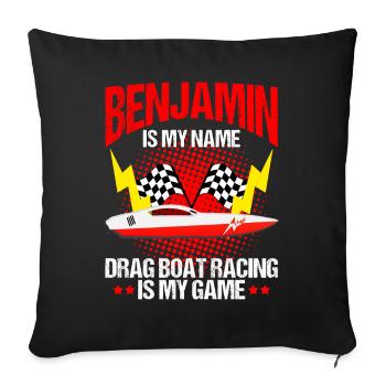 Racing boat design for drag boat racing - Sofa pillowcase 17,3'' x 17,3'' (45 x 45 cm) - black - Front