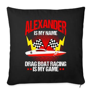 Conception de bateaux de course pour les courses de dragsters - Housse de coussin décorative 45 x 45 cm - noir - Devant