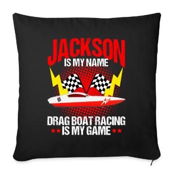 Conception de pilote de bateau de course pour les courses de dragsters - Housse de coussin décorative 45 x 45 cm - noir - Devant