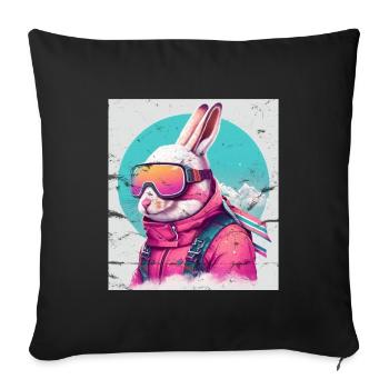 Winter Hase Ski Snowboard Schnee Kaninchen - Sofakissenbezug 45 x 45 cm - Schwarz - Vorne