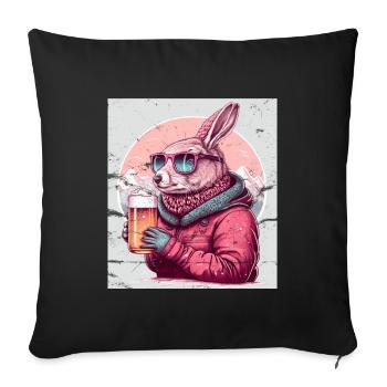 Winter Hase Ski Snowboard Schnee Kaninchen - Sofakissenbezug 45 x 45 cm - Schwarz - Vorne
