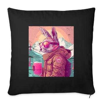 Winter Rabbit Ski Snowboard Snow Rabbit - Sofa pillowcase 17,3'' x 17,3'' (45 x 45 cm) - black - Front