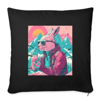 Winter Rabbit Ski Snowboard Snow Rabbit - Sofa pillowcase 17,3'' x 17,3'' (45 x 45 cm) - black - Front