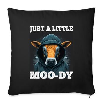 A little Moody Cow Beef Morning Grouch Farmer Sleep - Sofa pillowcase 17,3'' x 17,3'' (45 x 45 cm) - black - Front