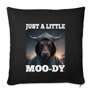 A little Moody Cow Beef Morning Grouch Farmer Sleep - Sofa pillowcase 17,3'' x 17,3'' (45 x 45 cm) - black - Front