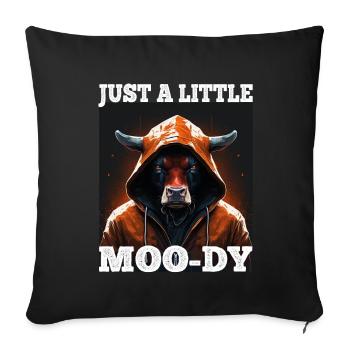 A little Moody Cow Beef Morning Grouch Farmer Sleep - Sofa pillowcase 17,3'' x 17,3'' (45 x 45 cm) - black - Front