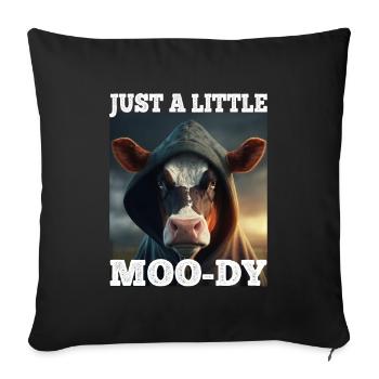 A little Moody Cow Beef Morning Grouch Farmer Sleep - Sofa pillowcase 17,3'' x 17,3'' (45 x 45 cm) - black - Front