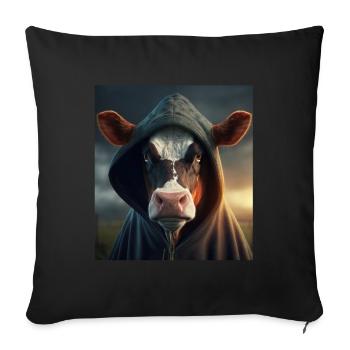 A little Moody Cow Beef Morning Grouch Farmer Sleep - Sofa pillowcase 17,3'' x 17,3'' (45 x 45 cm) - black - Front