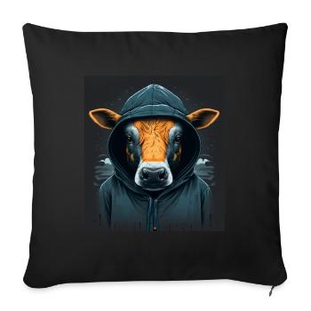 A little Moody Cow Beef Morning Grouch Farmer Sleep - Sofa pillowcase 17,3'' x 17,3'' (45 x 45 cm) - black - Front