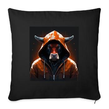 A little Moody Cow Beef Morning Grouch Farmer Sleep - Sofa pillowcase 17,3'' x 17,3'' (45 x 45 cm) - black - Front