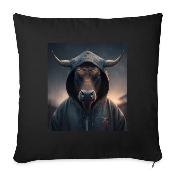 A little Moody Cow Beef Morning Grouch Farmer Sleep - Sofa pillowcase 17,3'' x 17,3'' (45 x 45 cm) - black - Front