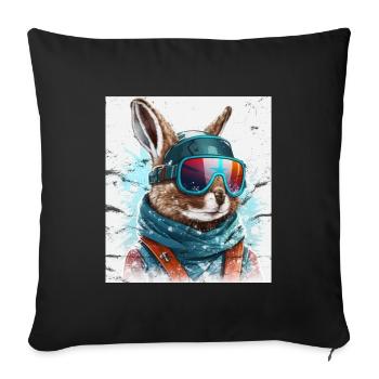 Winter Hase Ski Snowboard Schnee Kaninchen - Sofakissenbezug 45 x 45 cm - Schwarz - Vorne